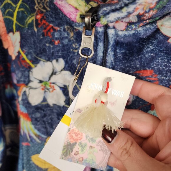 NWT Johnny Was Joan Zip Sherpa Jacket Reversible Dreamer Blu Medium - Picture 16 of 16